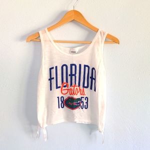 Florida Gators Crop Tank in White with Tie Sides Venley size S